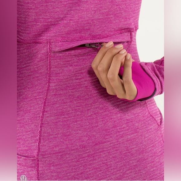 Lululemon Base Runner 1/2 Zip Raspberry Pique Pink Rulu Long Sleeve Size 6 - Picture 7 of 15